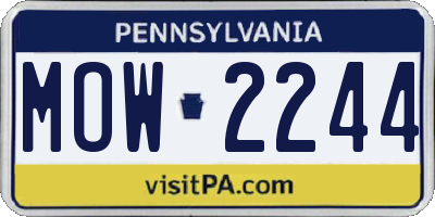 PA license plate MOW2244