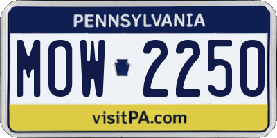 PA license plate MOW2250