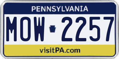 PA license plate MOW2257