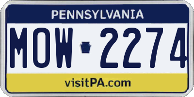PA license plate MOW2274