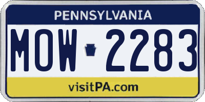 PA license plate MOW2283