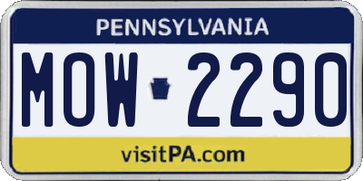 PA license plate MOW2290