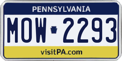 PA license plate MOW2293