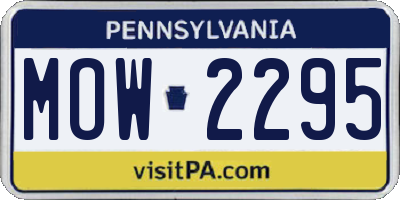 PA license plate MOW2295