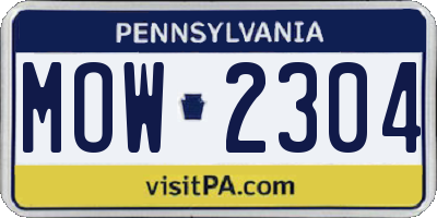 PA license plate MOW2304