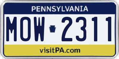 PA license plate MOW2311
