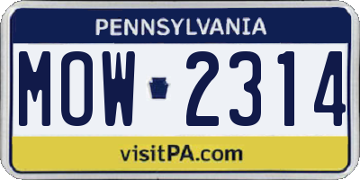 PA license plate MOW2314