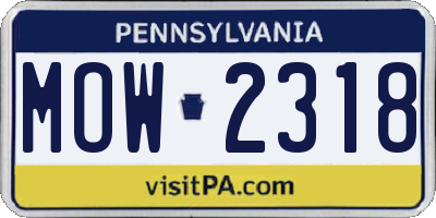 PA license plate MOW2318