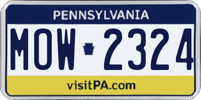 PA license plate MOW2324