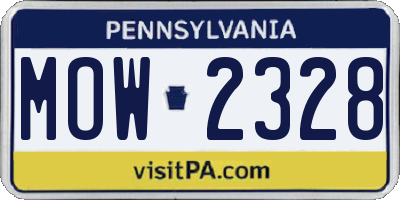 PA license plate MOW2328