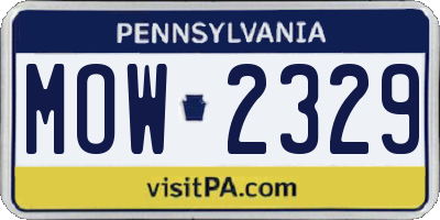 PA license plate MOW2329