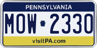 PA license plate MOW2330