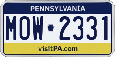 PA license plate MOW2331