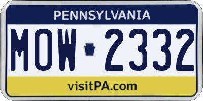 PA license plate MOW2332