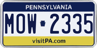 PA license plate MOW2335