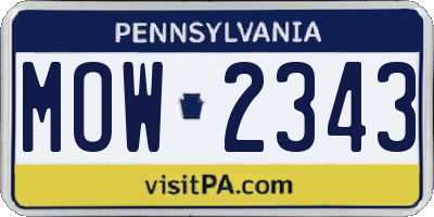 PA license plate MOW2343