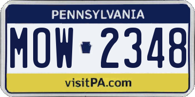 PA license plate MOW2348