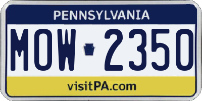 PA license plate MOW2350