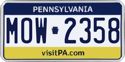 PA license plate MOW2358