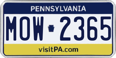 PA license plate MOW2365