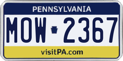 PA license plate MOW2367