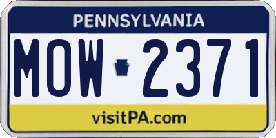 PA license plate MOW2371