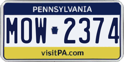 PA license plate MOW2374