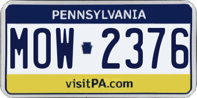 PA license plate MOW2376