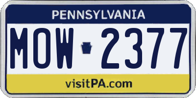 PA license plate MOW2377