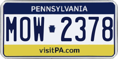 PA license plate MOW2378