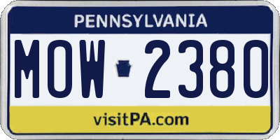 PA license plate MOW2380