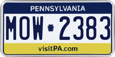 PA license plate MOW2383