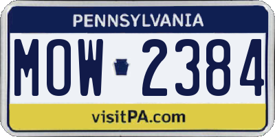 PA license plate MOW2384