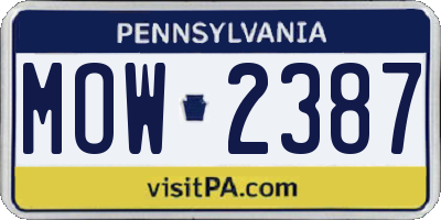 PA license plate MOW2387