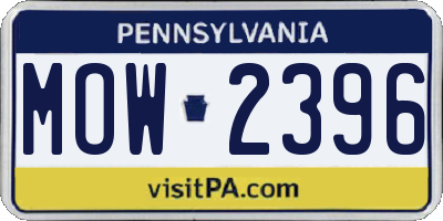 PA license plate MOW2396