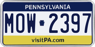 PA license plate MOW2397