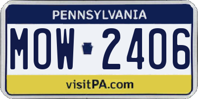 PA license plate MOW2406