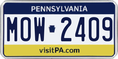PA license plate MOW2409