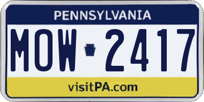 PA license plate MOW2417