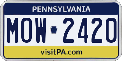 PA license plate MOW2420