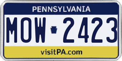PA license plate MOW2423