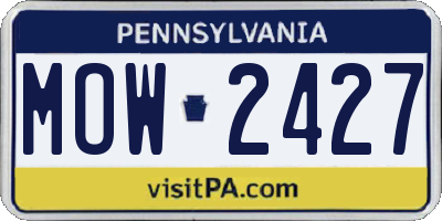 PA license plate MOW2427