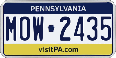 PA license plate MOW2435