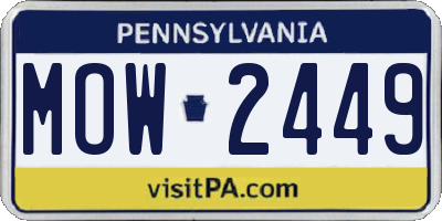 PA license plate MOW2449