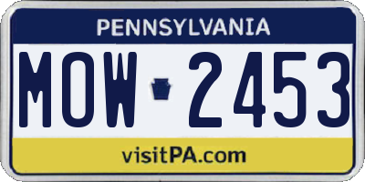 PA license plate MOW2453