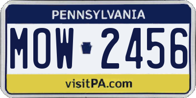 PA license plate MOW2456