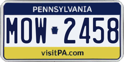 PA license plate MOW2458