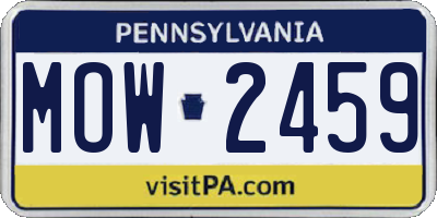 PA license plate MOW2459