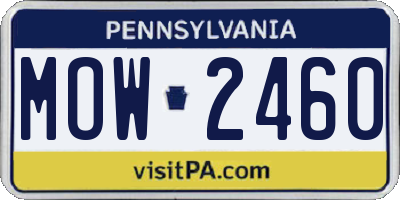 PA license plate MOW2460