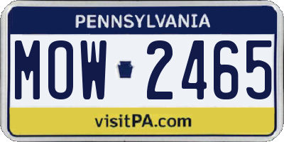 PA license plate MOW2465